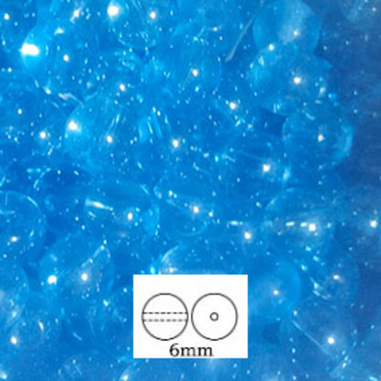 Glass Druk (Tiffany) Round Bead: 6mm - Light Sapphire Lustre