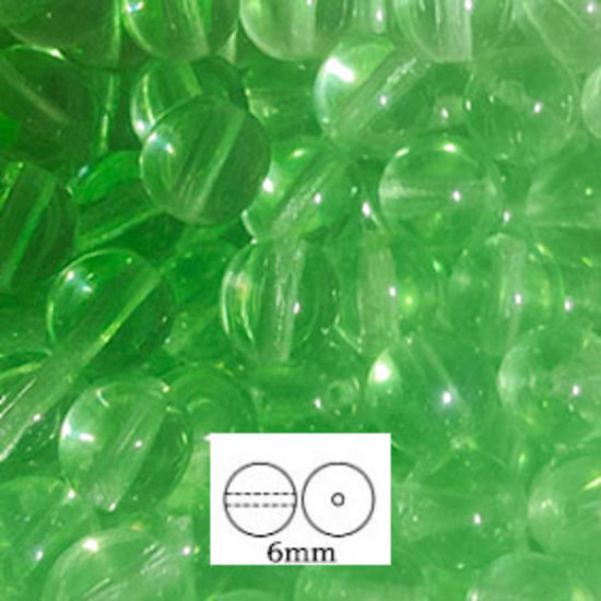 Glass Druk (Tiffany) Round Bead: 6mm - Light Chrysolite