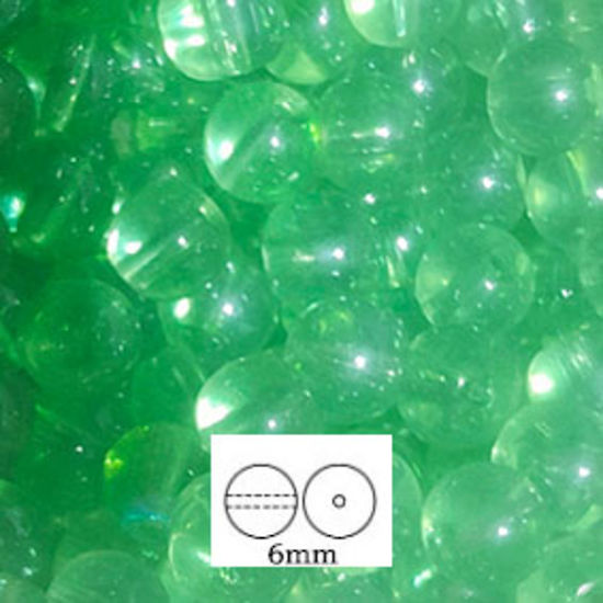 Glass Druk (Tiffany) Round Bead: 6mm - Light Chrysolite Lustre