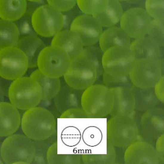 Glass Druk (Tiffany) Round Bead: 6mm - Matte Olivine