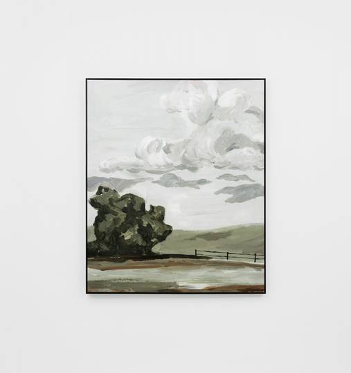 Country View Green Framed Canvas / Textured Black Frame