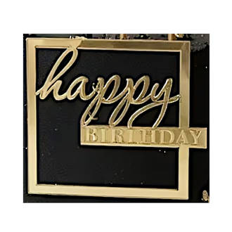 Acrylic Square "Happy Birthday"  Gold Topper