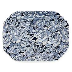 Hibiscus Ink Blue Rectangular Platter