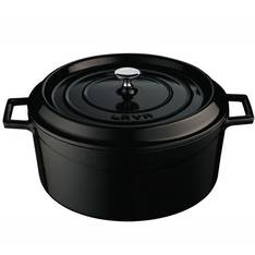 Lava Cast Iron Round 28cm Casserole 6.7L Black