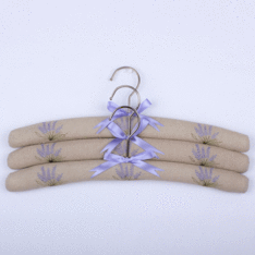 Lavender Linen Coat Hangers Set of 3 image 0