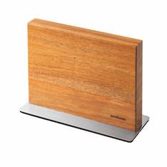Black Edge Acacia Wood Magnetic Knife Block image 0