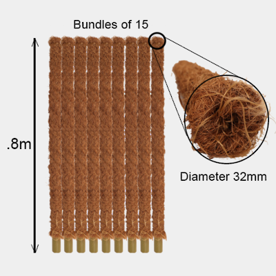 Coir Pole .8m length x15 Pole Bundle